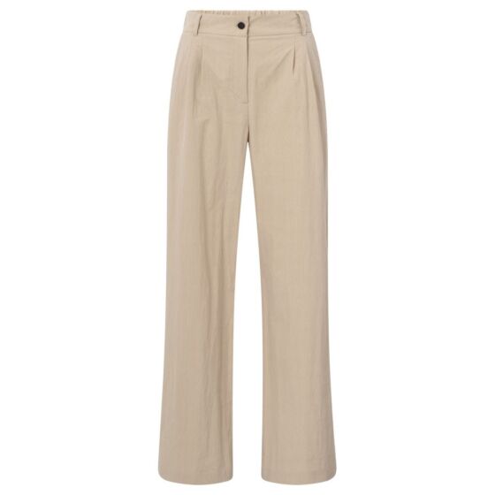 Yaya Woven High Waist Trousers Twill Beige