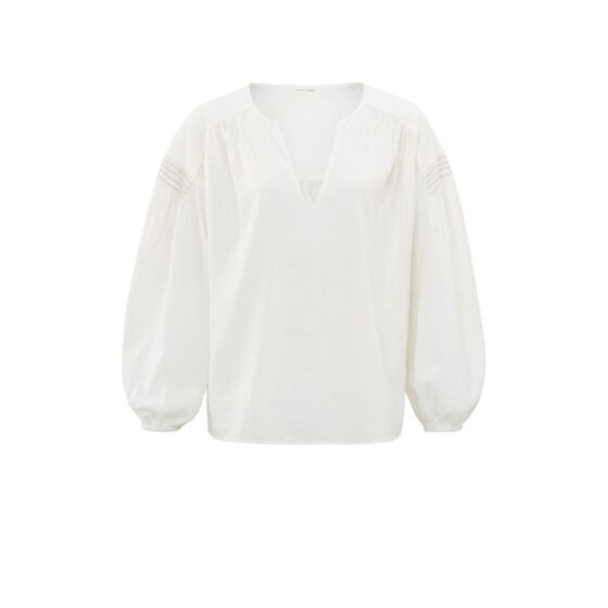 Yaya Woven Top V-neck Blanc De Blanc