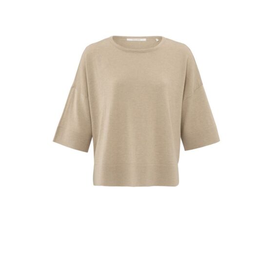 Yaya Oversized Fine Knitted T-Shirt Humus Beige
