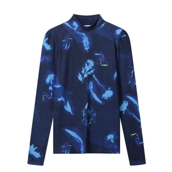 POM Turtleneck Shirt Feathers Blue