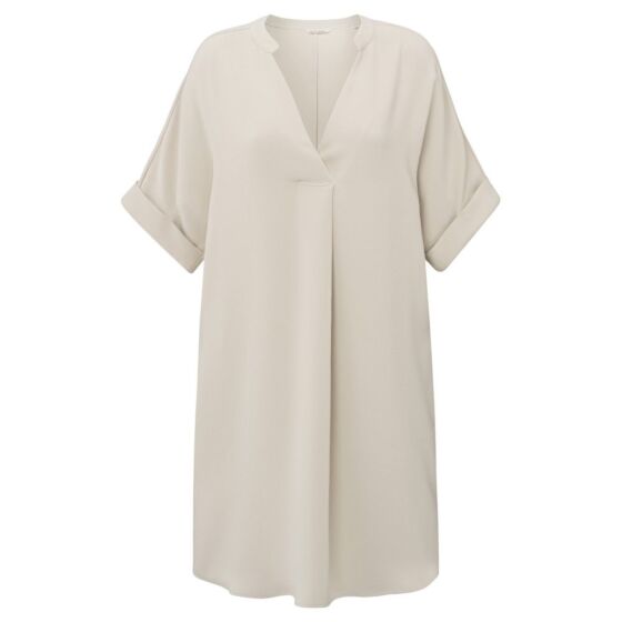 Yaya Flowy Dress V-Neck Rainy Day Beige