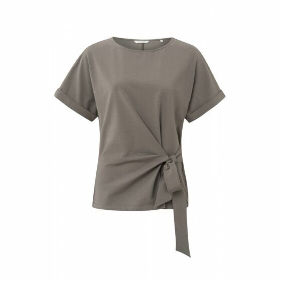 YAYA Top With Knotted Detail Falcon Brown