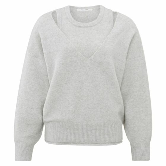 Yaya Deep V-neck Sweater Moonstruck Grey