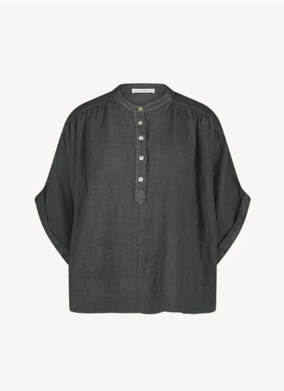 By Bar Axel Linen Blouse Charcoal