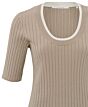 Yaya Ribbed Sweater Round Neck Aluminium Beige