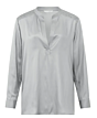 YAYA Satin V-neck Top W. Smock Paloma Grey