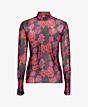 Geisha Top Mesh Flowers Black Red Fuchsia