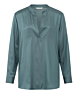 YAYA Satin V-neck Top W. Smock Stormy Weather Blue