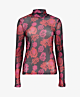 Geisha Top Mesh Flowers Black Red Fuchsia