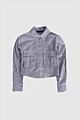 With Black Lemon Cropped Shirt White Navy Stripe