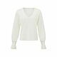 YAYA V-neck with Ruffle Sweater Wool White