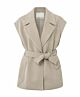 YAYA Wool Mix Sleeveless Jacket Cashmere Brown