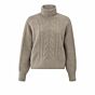 Yaya Turtle Neck Cable Sweater Dark Sand Melange