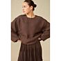 YAYA Top Balloon Sleeve Mulch Brown